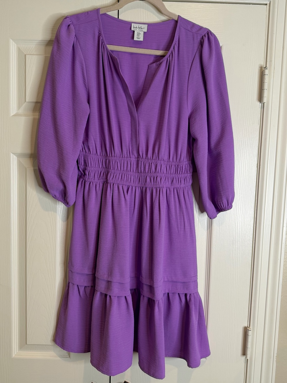 Nicole miller Women's Purple Tiered Smocked-Waist Dress